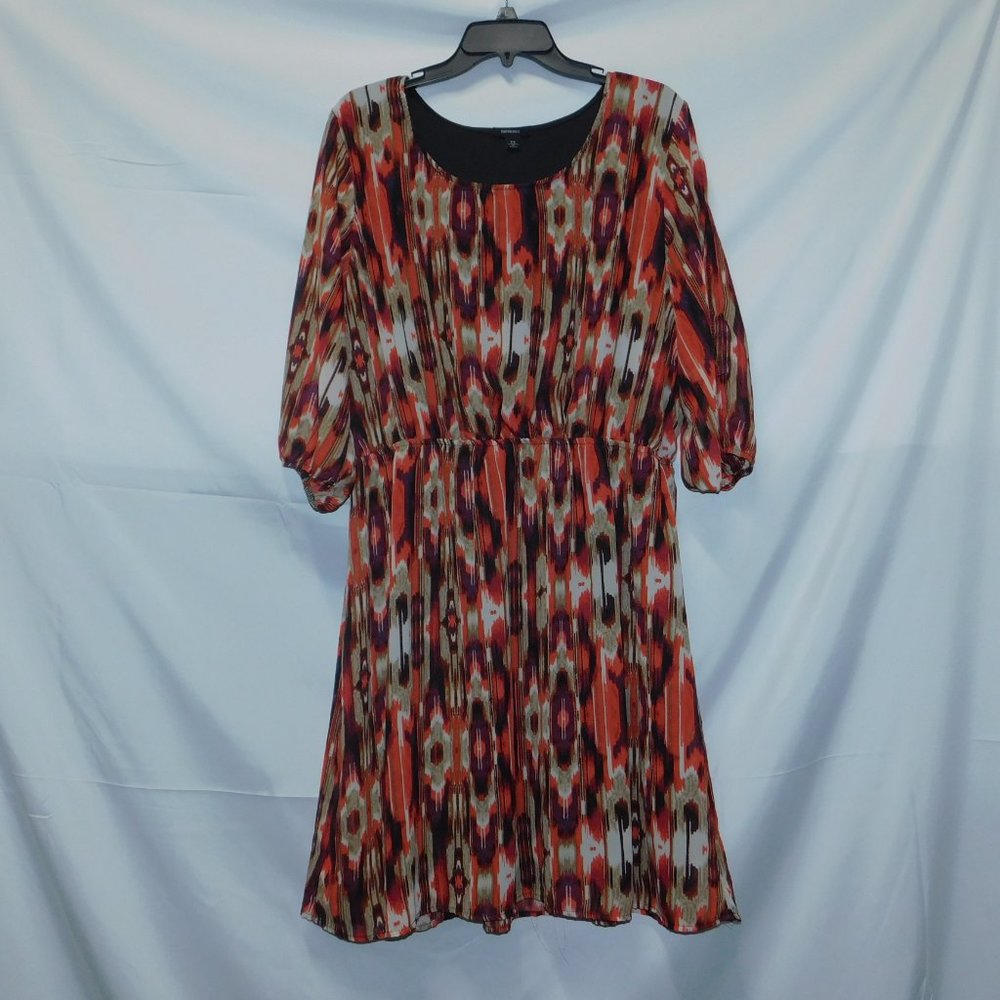 Expresso Aztec Midi sheer cold shoulder dress